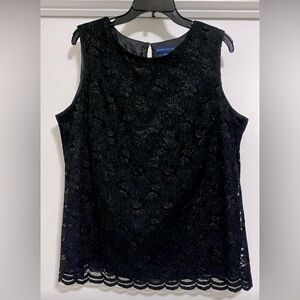Karen Scott Black Lace Sleeveless Top - Size 1X - VGUC